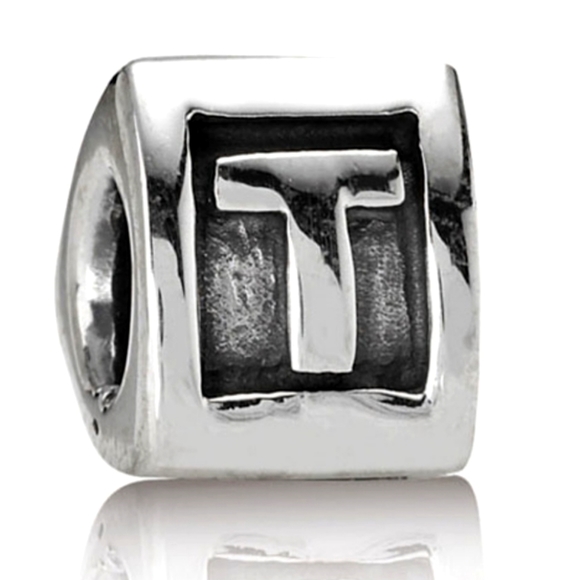 Auth. PANDORA Retired Sterling Silver Alphabet Bead - Letter T - 790323T - Picture 1 of 4